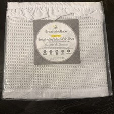 Breathable'" Mesh Liner for Full-Size Cribs, Deluxe 4mmMesh, White Ruffle Size