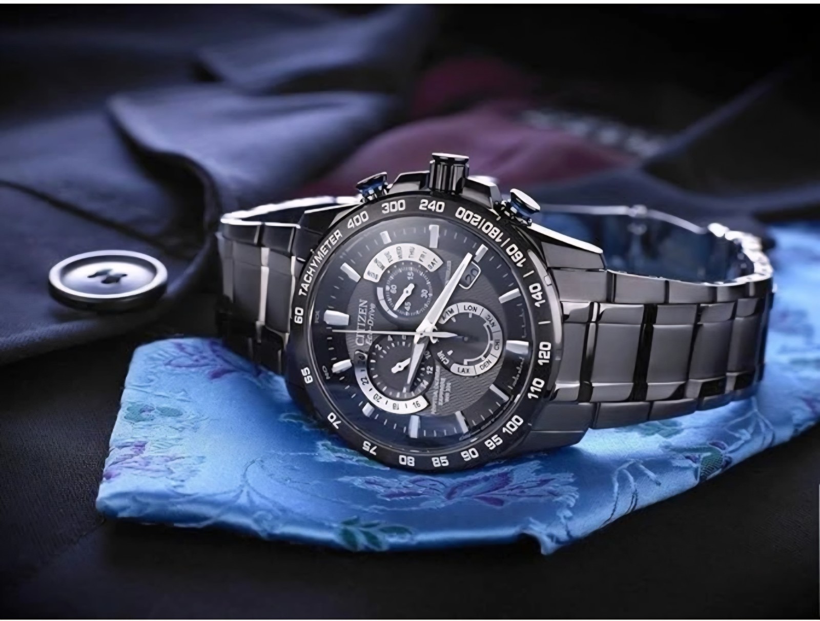 Citizen AT4007-54E Men's Eco-drive Perpetual Chrono Watch - Black Excellent