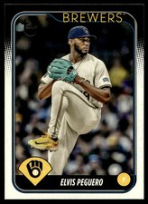 2024 Topps Update Elvis Peguero #US17 Vintage Stock Parallel #'d /99 Brewers
