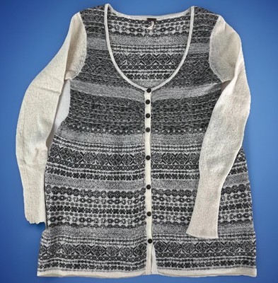 Free People Fair Isle Cardigan Womens XS Angora Merino Wool Blend Sweater