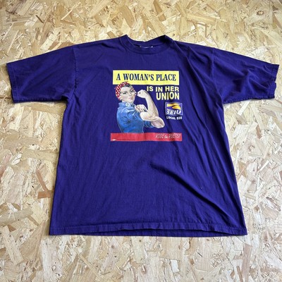 Vintage lila Damen Union No One Tells Me To Shut Up T-Shirt XL
