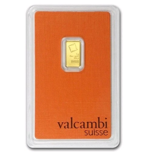 Valcambi Suisse - 1 Gram 999.9 (24k) Fine Pure Gold Bar in Sealed Assay Card - Picture 1 of 4
