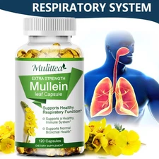 Mullein Leaf Capsules Support Lung Cleanse Respiratory Function 120 Softgels