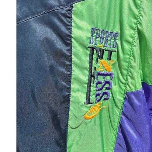 Nike Vintage 1990s Sports Fitness Green Purple Blue Windbreaker Jacket Sz Large - Picture 6 of 10