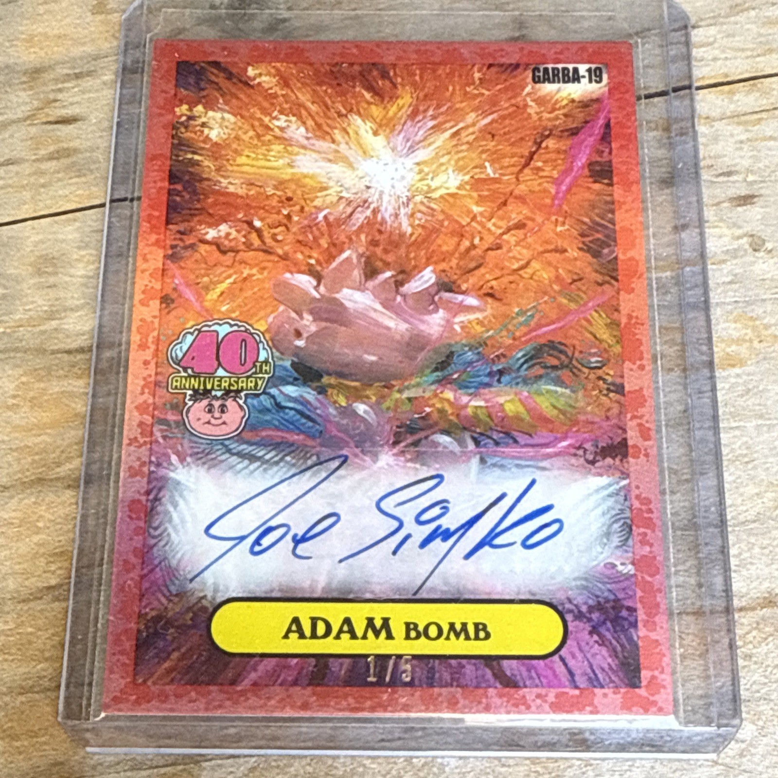 1/5 Red Adam Bomb Auto Joe Simko 2025 GARBAGE PAIL KIDS Worst of GPK 40th