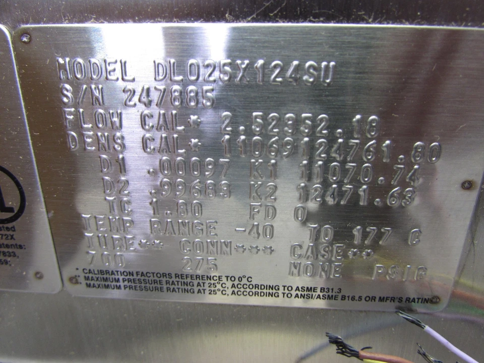 NEW! MicroMotion DL025X124SU, 1/4" FLOW METER,9-WIRE ,W/TEST REPORT! MAKE OFFER! - Image 3 of 4