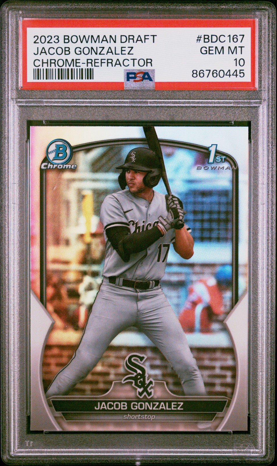 2023 Bowman Draft #BDC167 Jacob Gonzalez Chrome-Refractor PSA 10