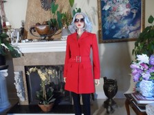 Dolce & Gabbana Red Virgin Wool Belted Coat Size S