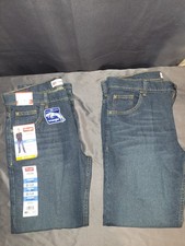 Wrangler Boys 14 Husky Blue Jeans Straight Fit Adjustable Waist Denim Pants