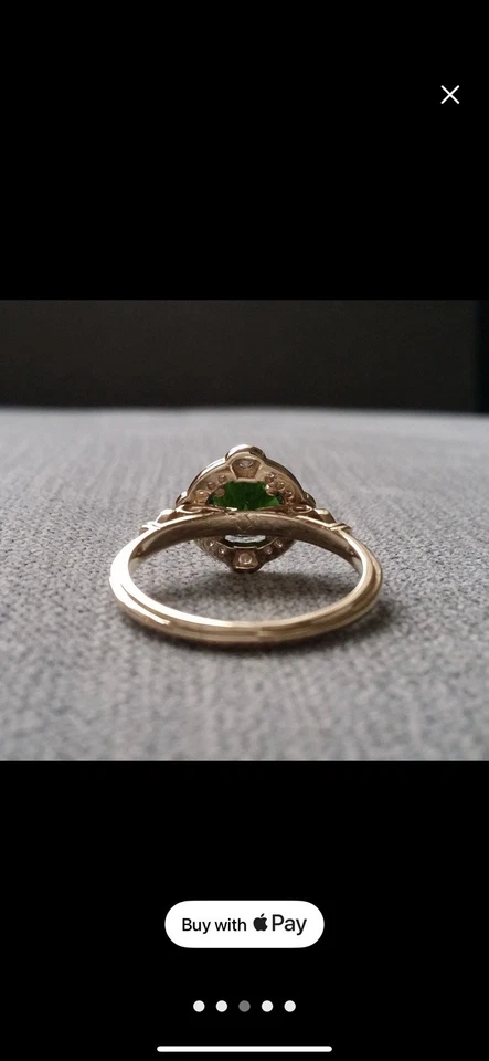 Chrome diopside and Diamond Ring 14kt Yellow Gold Size9 - Image 3 of 4