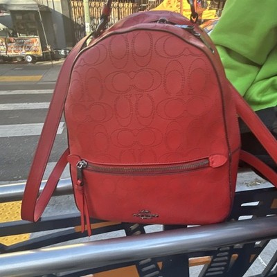 Coach Red Logo Backpack with Zipper Accents for Women | eBay