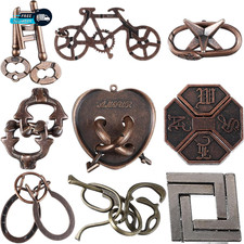 9 Pcs Metal Brain Teaser Puzzles Teaser 3D Steel Puzzle for Unlock
