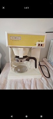 Vintage Mr. Coffee II Auto Filter Coffee Maker White/Yellow Keep Warm Carafe