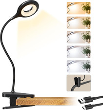 Clip on Reading Light for Bed Headboard, 5 Colors 5 Brightness Desk Lamp with St