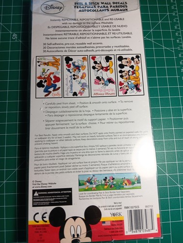 Disney Mickey and Friends 30 Pieces Peel and Stick Wall Decals Removable - Picture 2 of 2