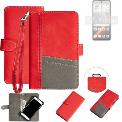 Schutzhülle für Tecno Pova 7 rot + grau Wallet Case Bookstyle Hülle