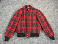 Vintage Woolrich Jacket Mens Small Red Plaid Wool Bomber Sherpa Lined USA Made