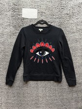Kenzo Paris Embroidered Eye Crewneck Pullover Sweatshirt Black Womens Size S