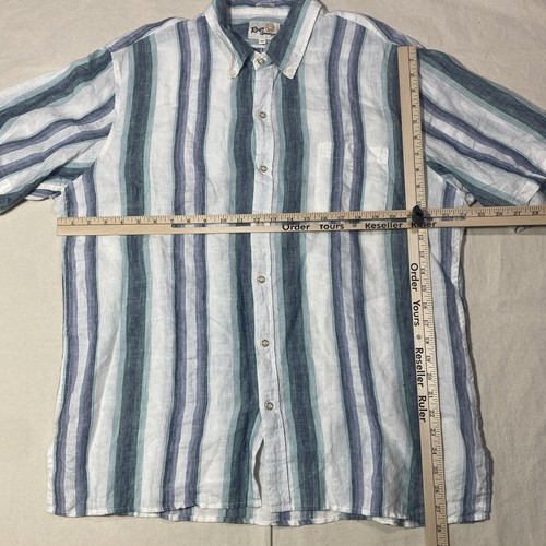 Reyn Spooner Men's Classic Fit Striped Light Blue Stretch Camp Shirt XL - Picture 4 of 7