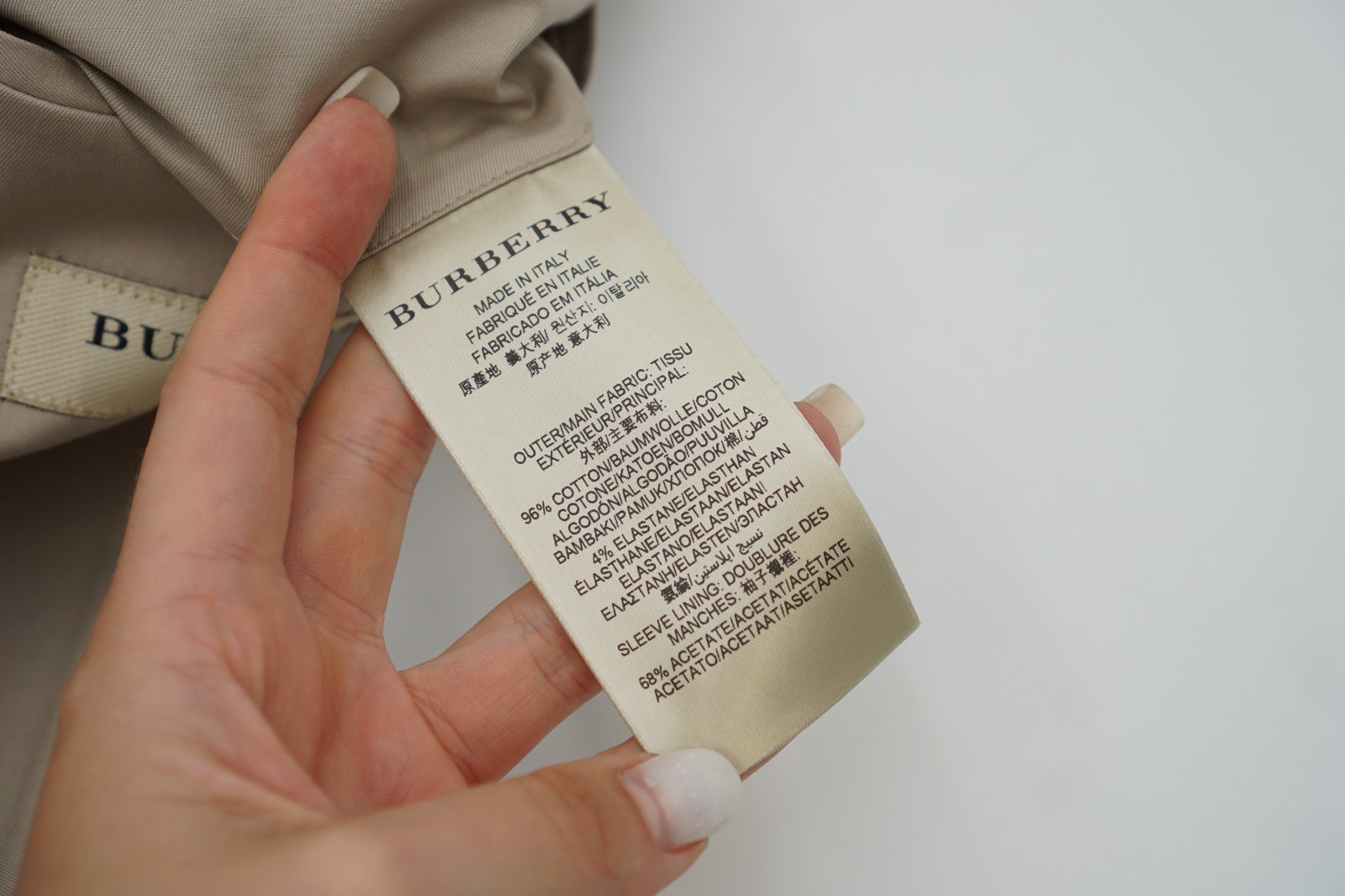 Burberry Blazer Beige Stretch Cotton Made In Italy Unlined US44 image 7