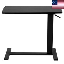 Overbed Bedside Table with Wheel Mobile Standing Desk for Hospital Home Black 