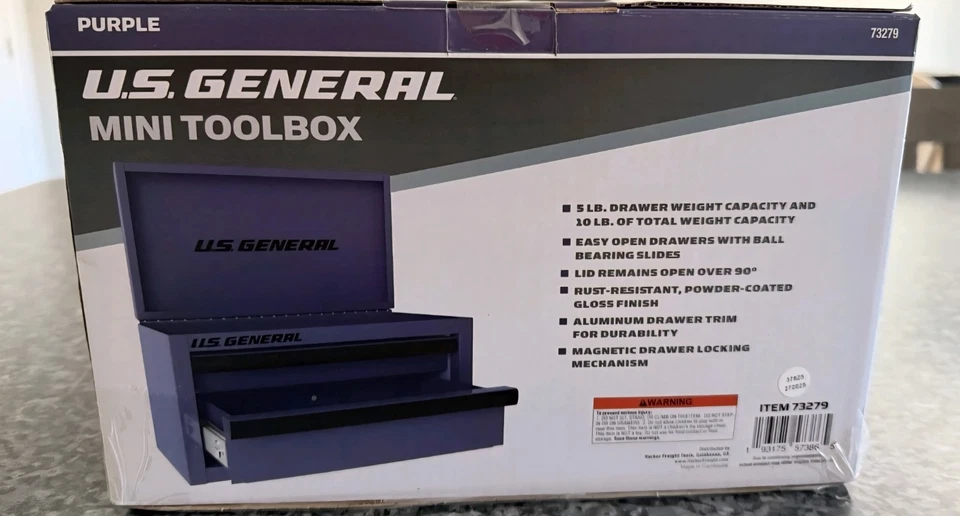 U.S. General Purple Mini Toolbox 2 Drawers Office Home Work NEW Harbor Freight - Image 2 of 3
