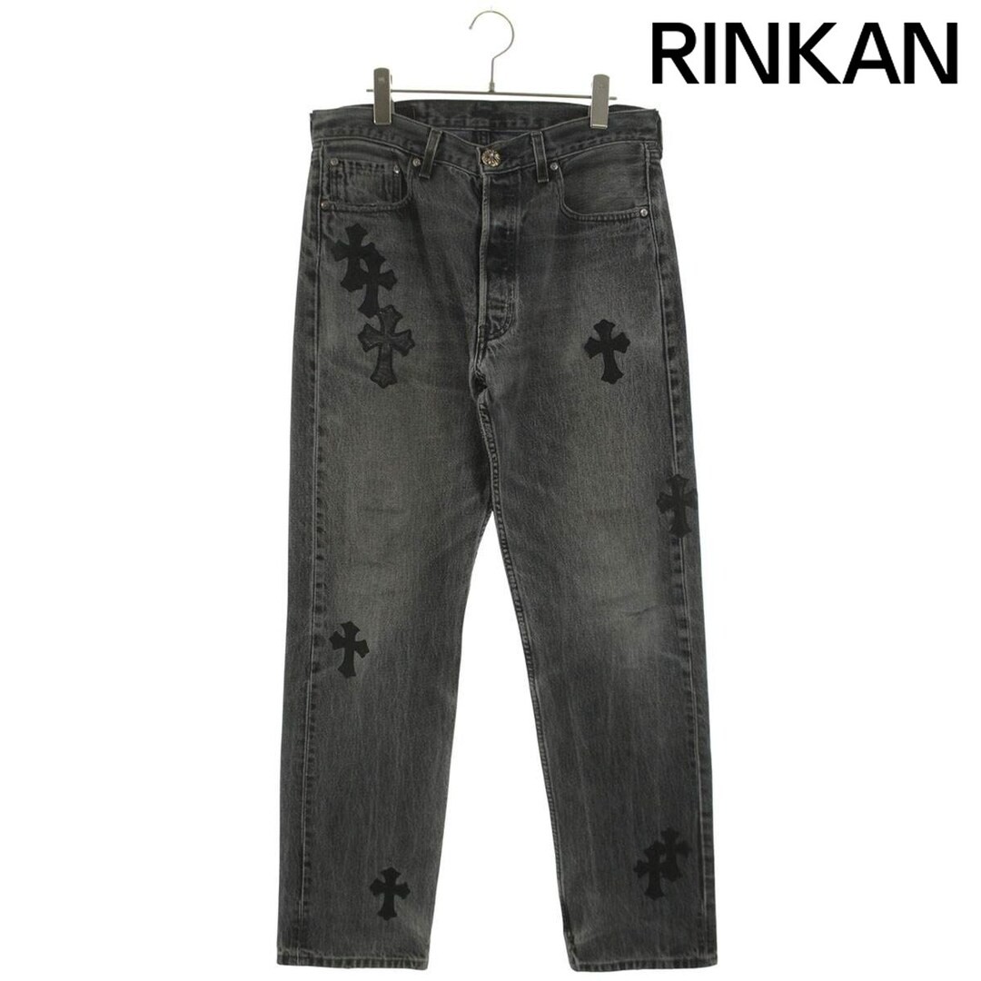 Chrome Hearts U VNTG JEAN BLK RED TAB Cross Patched Washed 501 Denim Pants Used