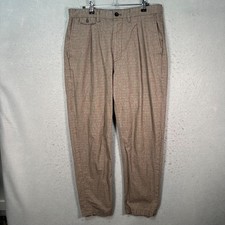 Banana Republic Mens 32 x 28 Relaxed Tapered Fit Plaid Pants Brown Cotton Blend