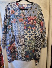 Mary Marshmallow 100% Cotton Patchwork Printed Midi Dress Cover-up XXL Boho 