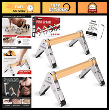 Heavy-Duty Push Up Bars - Stainless Steel Stands, 660LB Capacity, Non-Slip Base,