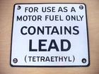 Vintage NOS Original Contains Lead TETRAETHYL Gas Pump 7” x 6" Porcelain Sign