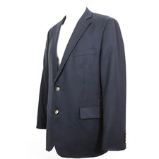 Stafford Mens Sport Coat Gold Metal Buttons Wool Blazer Single-Vented 44R 44 R