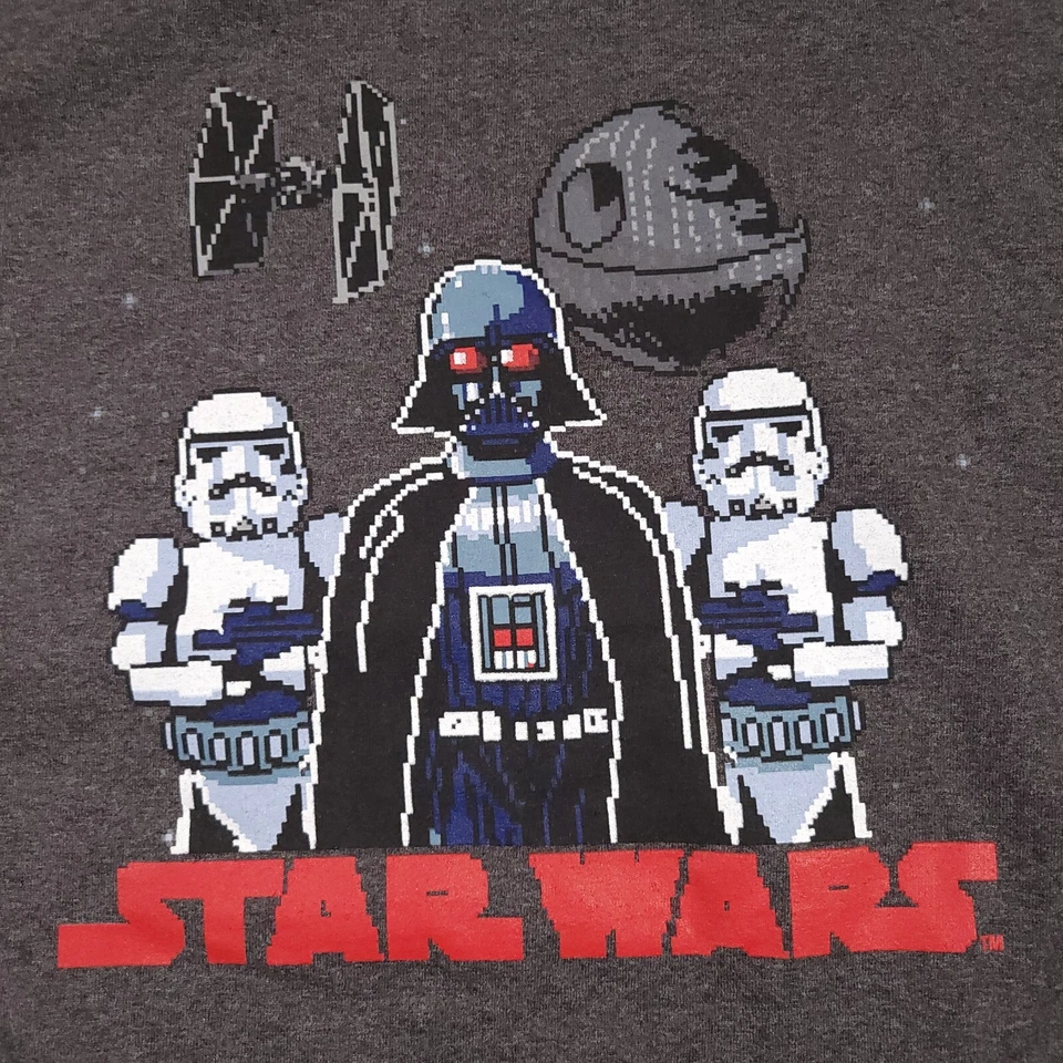 Camiseta Star Wars Darth Vader Storm Troopers Juvenil XL Gris Manga Larga Gráfico Foto 4 de 4