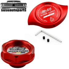 JDM Engine Oil Filler Cap + Red Water Radiator Cap Mugen For Honda For Acura