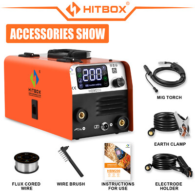 HITBOX HBM200 MIG MAG Schweißgerät 200A,Fülldraht Schweissgerät Kit fürAnfänger