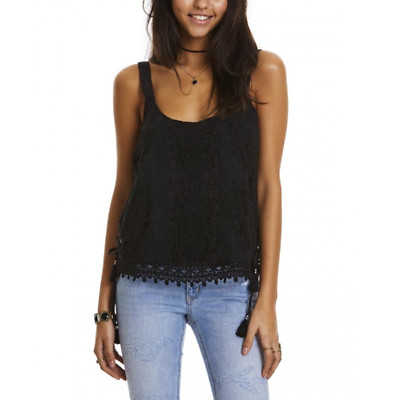 Odd Molly Anthropologie Embroidered Tank Blouse Top Crochet Black S-1 NEW 200065