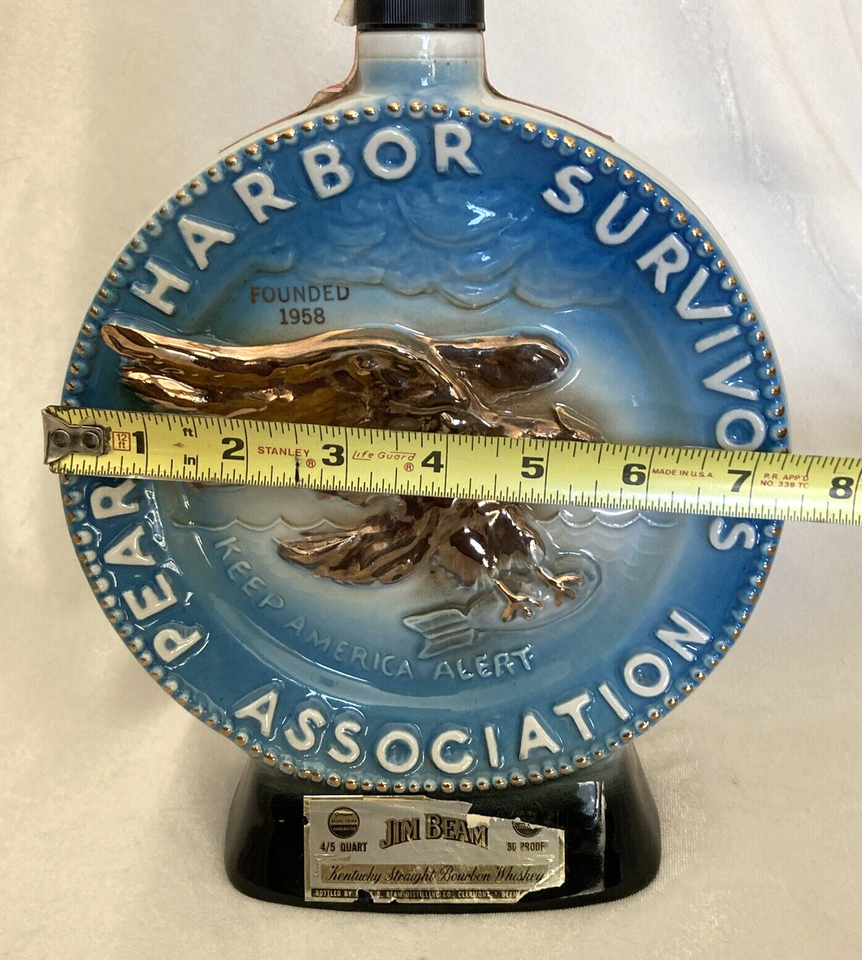 Vintage 1976 Genuine Jim Beam Whiskey Bottle Decanter Pearl Harbor