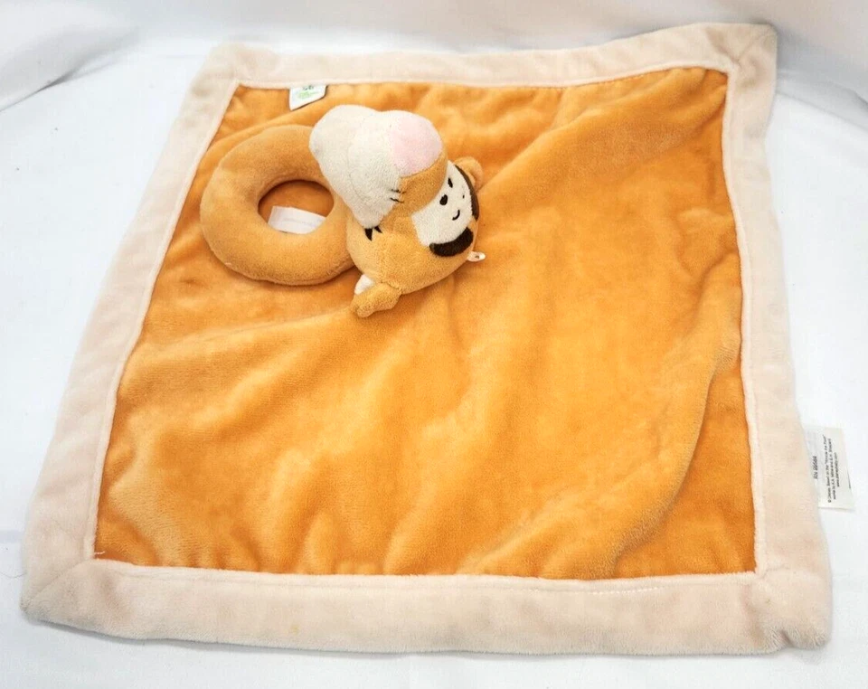 Cobertor de segurança Tigger Lovey com anel de chocalho 13 x 13 Disney - Imagem 2 de 4
