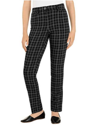 Hilary Radley Ladies' Plaid Dress Pant BLACK COMBO 12