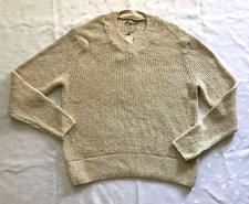 NWT ZARA Men's Cotton Linen blend Ribbed Knit V neck Sweater Size M / Medium