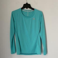 Adidas Women  s Long Sleeve Scoop Neck Green Workout Top size M