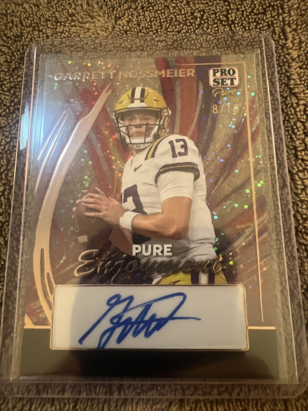 2024 Leaf Pro Set Garrett Nussmeier Pure Enjoyment Sparkle Auto LSU #d/10