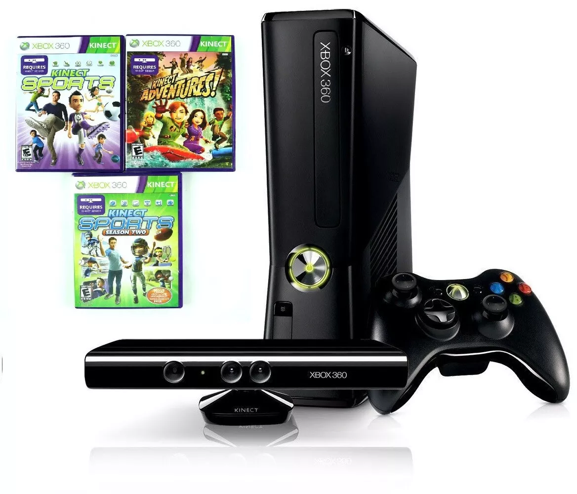 Xbox 360 Desbloqueado + 2 Controles + Kinect + 26 Jogos - Escorrega o Preço