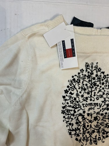 NWT Vintage Y2K Tommy Hilfiger Size L 12-14 IVORY SWEATER TOMMY GIRL- BOW - Picture 5 of 8