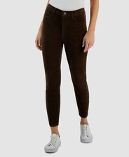 Tommy Hilfiger Women Brown Stretch Corduroy Zippered Pocketed Skinny Pants Sz 16