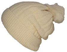 Best Winter Hats Womens Rib Knit Cuffed Slouch Beanie W/Pom Pom & Plush Lining