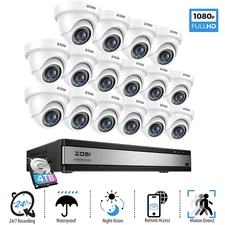 ZOSI 3K Lite 8/16CH DVR 2MP Security Camera System Human Alerts 24/7 View IP66