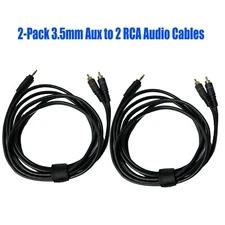 2Pcs 8ft 3.5mm Aux to 2 RCA Cable Adapter Audio Cables for Stage Speaker System