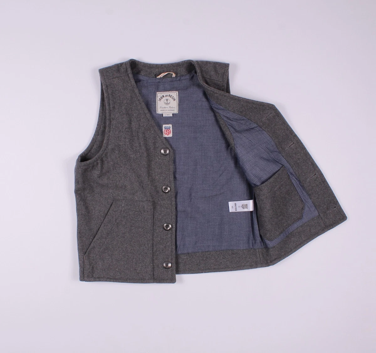 Men s Iron And Resin Wool Work Vest Made in USA Size XS
