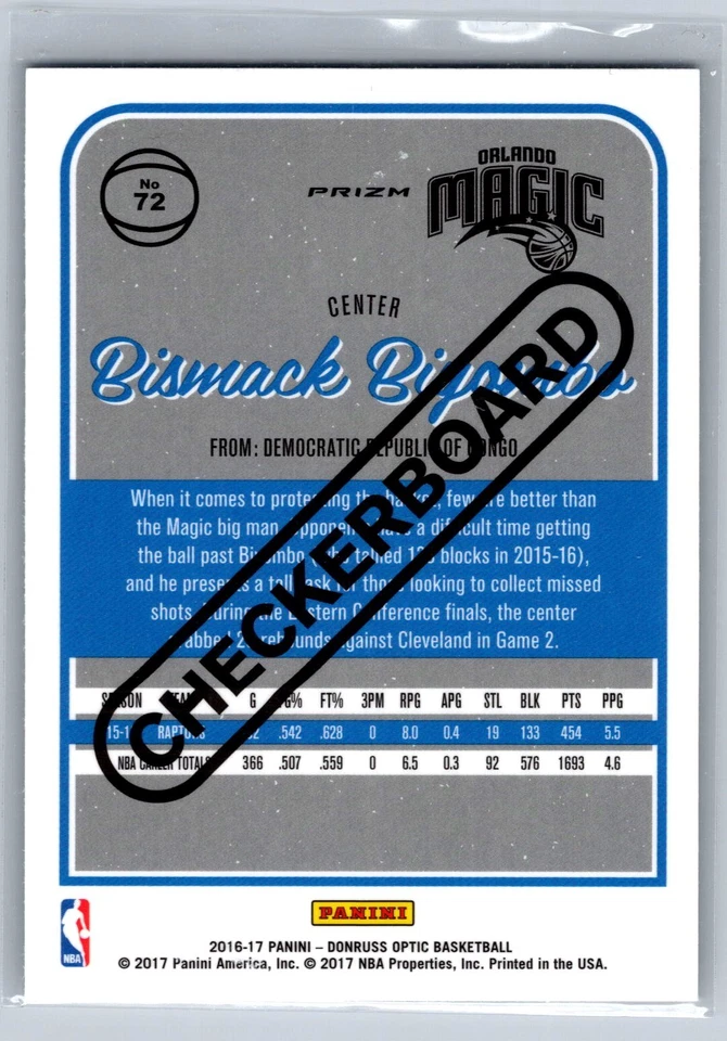 2016-17 Donruss Optic #72 Bismack Biyombo Checkerboard - Image 2 of 2